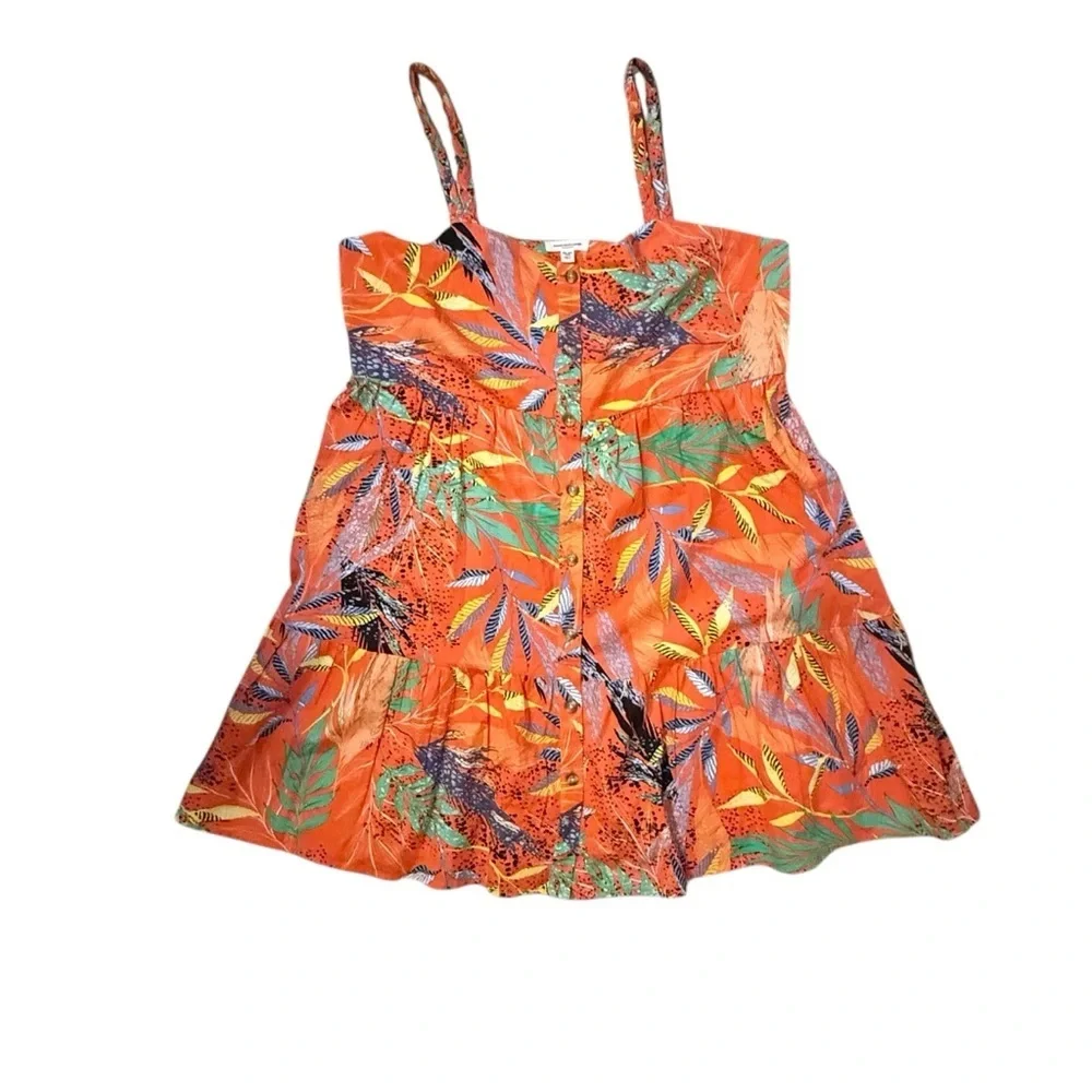 BEACHLUNCHLOUNGE Tropical Print Braided Strap Button Front Knee Length Dress XXL - Picture 4 of 6